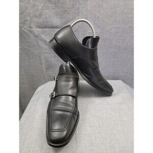 Magnanni Black Leather Double Monkstrap Dress Shoe 45 EUR Men's Slip On Loafer